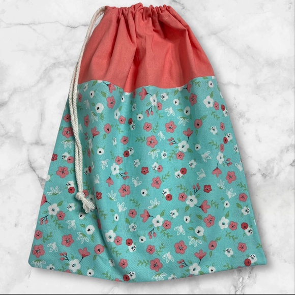 Floral Cotton Bread Bag Reusable Sourdough Natural Linen Bread Bag Zero Waste - Picture 4 of 4